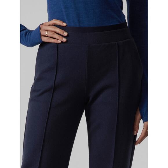 Athleta M navy heather Venice Heathered Pintuck Pant cold weather wool thick - Picture 1 of 8